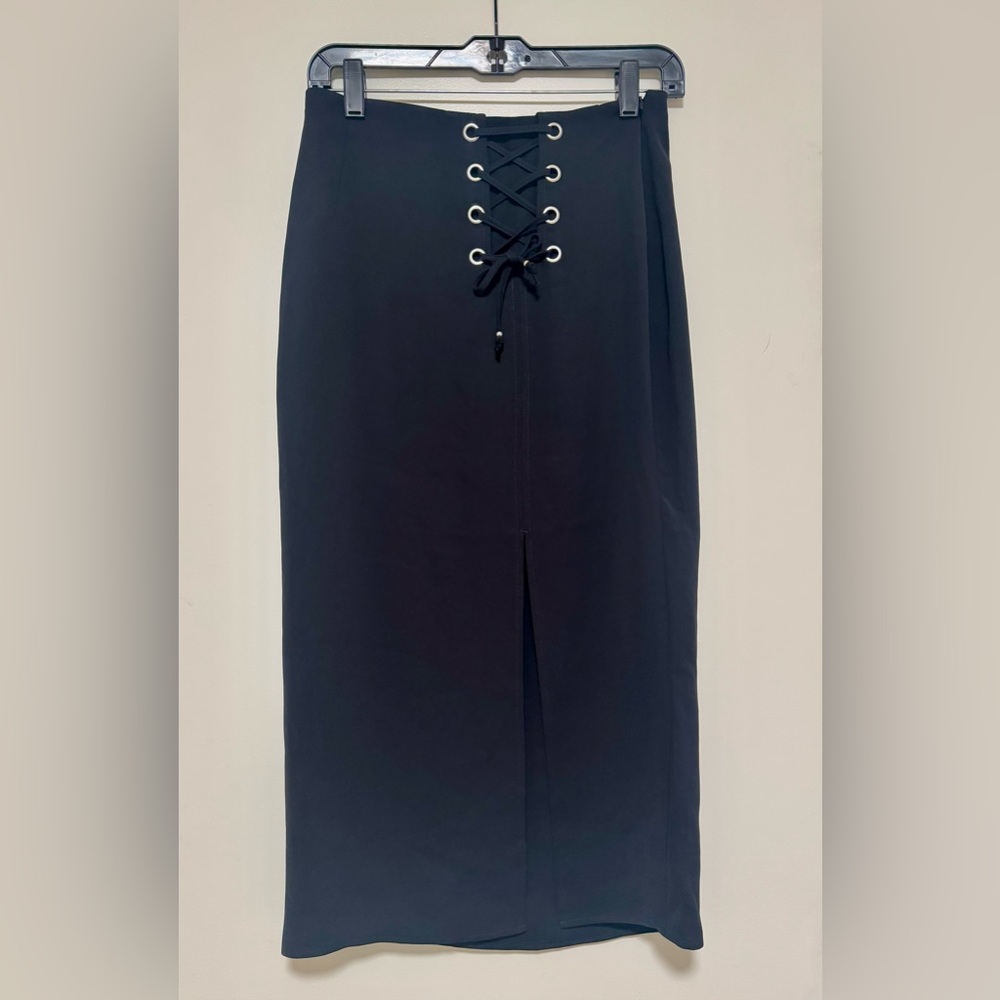 Express Black Lace-Up Pencil Skirt